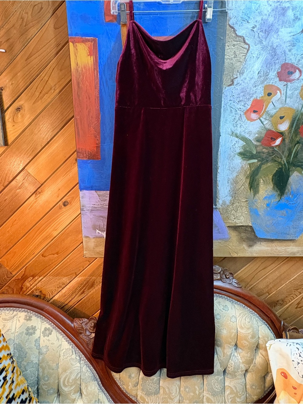 Revelry Velvet Maxi Dress in Burgundy